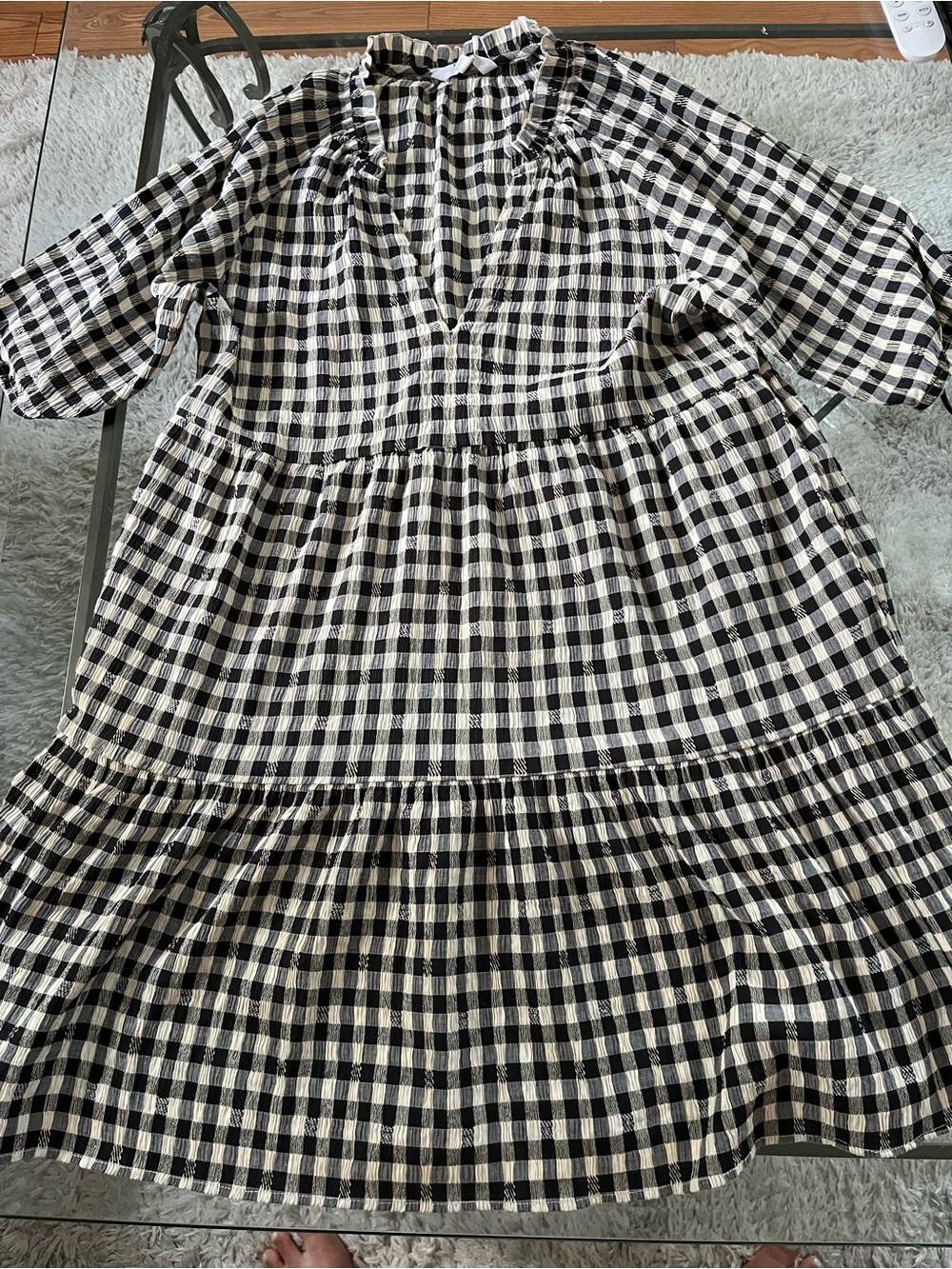 BB Dakota by Steve Madden Black & White Gingham Tiered Dress